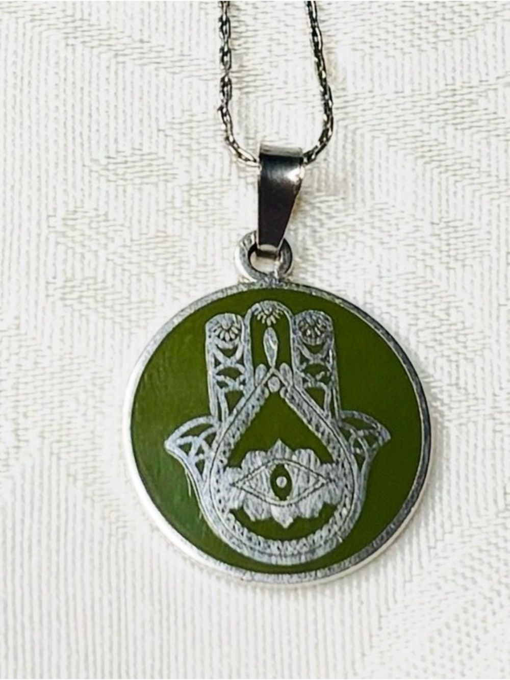 Alex and Ani Green Hand of Fatima Hamsa Necklace